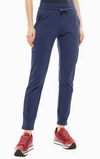 Зауженные синие хлопковые брюки EA7