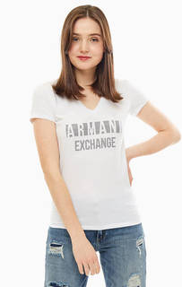 Хлопковая футболка с треугольным вырезом Armani Exchange