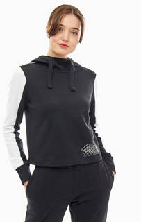 Укороченная хлопковая толстовка с капюшоном EA7