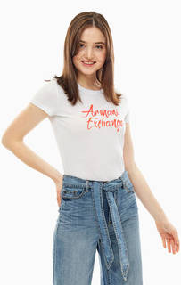 Хлопковая футболка с логотипом бренда Armani Exchange