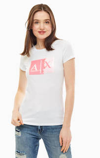 Белая футболка с отделкой пайетками Armani Exchange