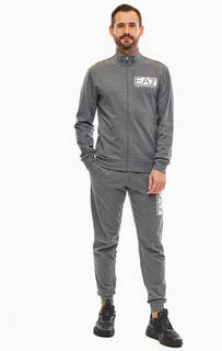 Спортивный серый костюм из хлопка EA7