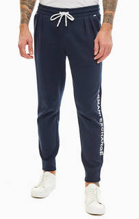 Темно-синие брюки в спортивном стиле с принтом Armani Exchange