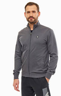 Серая хлопковая толстовка с карманами EA7