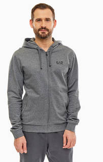 Серая хлопковая толстовка с карманами EA7