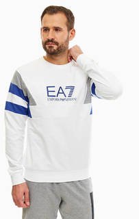 Белый хлопковый свитшот с принтом EA7