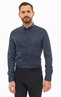 Синяя приталенная рубашка Armani Exchange