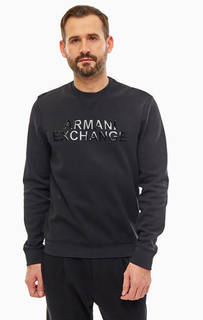 Черный свитшот с глянцевым принтом Armani Exchange