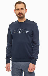 Темно-синий свитшот с глянцевым принтом Armani Exchange
