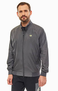 Серая ветровка на двухзамковой молнии с карманами EA7