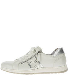 Серые кожаные кроссовки на молнии и шнуровке Tamaris