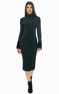 Черное облегающее платье с длинными рукавами Armani Exchange