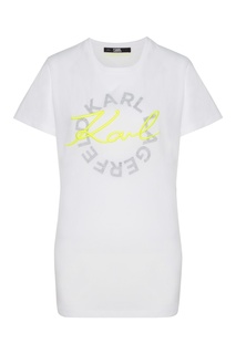 Белая хлопковая футболка с логотипом Karl Lagerfeld