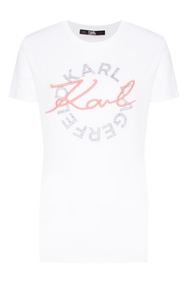 Белая футболка с логотипом Karl Lagerfeld