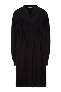 Черное платье-рубашка с бахромой Fendi
