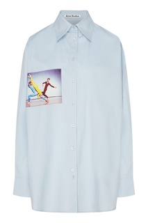 Голубая рубашка с цветным фотопринтом Acne Studios