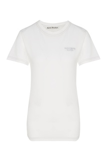 Белая футболка с вышитым логотипом Acne Studios