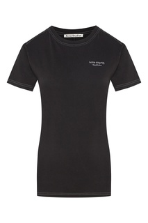 Черная футболка с белой строчкой и логотипом Acne Studios