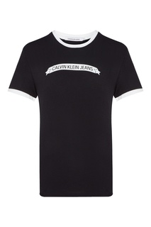 Черная футболка с контрастной отделкой Calvin Klein