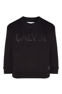 Черный свитшот с укороченными рукавами Calvin Klein
