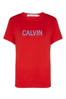 Красная футболка с логотипом Calvin Klein