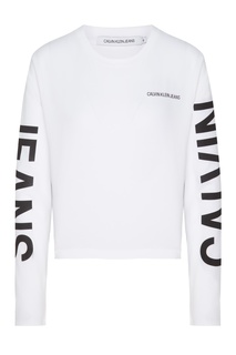 Белый лонгслив с логотипами Calvin Klein