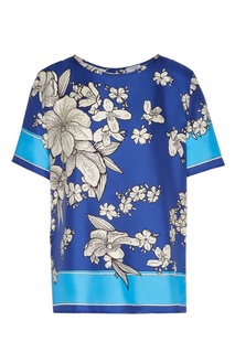 Синяя блузка с цветочным принтом P.A.R.O.S.H.