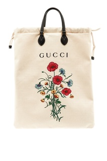 Белая сумка с принтом "Flora" Gucci