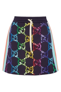 Мини-юбка с разноцветными пайетками GG Gucci