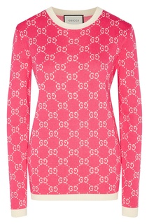 Бело-розовый джемпер с мотивом GG Gucci