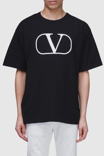 Черная футболка с контрастным логотипом Valentino