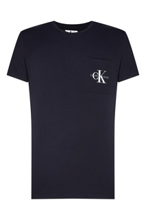 Синяя футболка с накладным карманом Calvin Klein