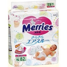 Подгузники Merries S 4-8кг 82шт 4901301230812