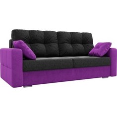 Прямой диван Лига Диванов Фьюжн вельвет черный/фиолетовый