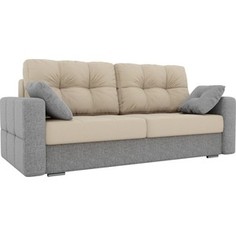 Прямой диван Лига Диванов Фьюжн рогожка бежевый/серый