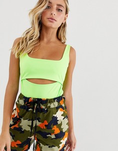 Зеленое боди с вырезом ASOS DESIGN - Зеленый