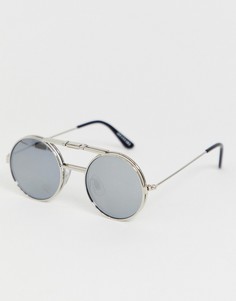 Круглые солнцезащитные очки с серебристой оправой Spitfire Lennon - Серебряный