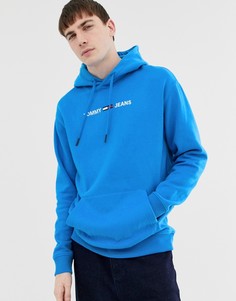 Ярко-синий свободный худи с небольшим логотипом на груди Tommy Jeans - Синий