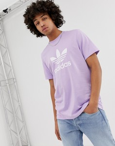 Фиолетовая футболка с логотипом-трилистником adidas Originals - Фиолетовый