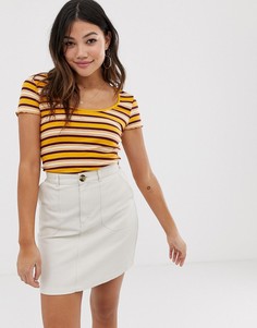 Полосатая футболка в рубчик Brave Soul - Желтый