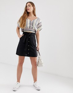 Юбка в стиле милитари на пуговицах Brave Soul Lizi - Черный