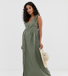 Свободное платье макси с пуговицами ASOS DESIGN Maternity - Зеленый