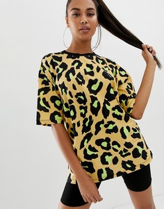 Oversize-рубашка со звериным принтом неонового цвета ASOS DESIGN - Мульти