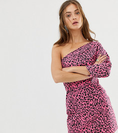 Асимметричное джинсовое платье мини с леопардовым принтом See You Never - Розовый