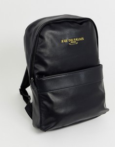 Черный рюкзак из искусственной кожи с надписью ASOS DESIGN - Черный