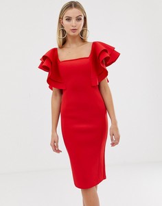 Платье с оборками на рукавах Lavish Alice - Красный