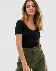 Черный кроп-топ Bershka - Черный