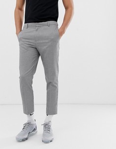 Укороченные узкие брюки в мелкую ломаную клетку New Look - Черный