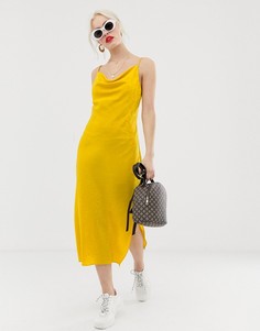 Желтое платье миди со свободным воротом New Look - Желтый