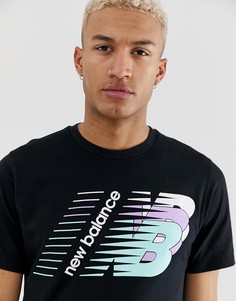 Черная футболка с большим логотипом New Balance - Черный